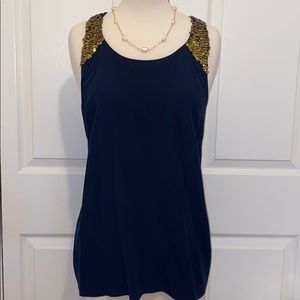 BCBGMAXAZRIA Embelished Racerback Top